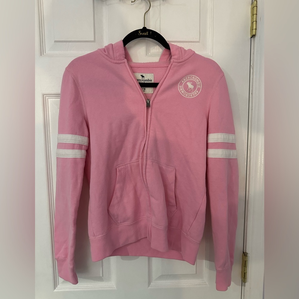 A&F Kids Vintage Pink Zip-Up Sweater (Size: 15/16)
